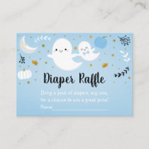 Little Boo Blue Ghost Baby Shower Diaper Raffle Enclosure Card