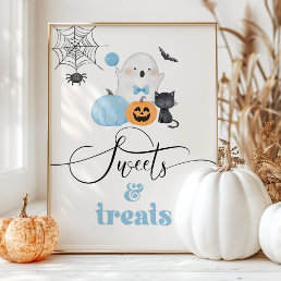 Little Boo blue ghost Halloween Sweets and treats  Poster