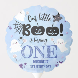 Little Boo Blue Halloween 1st Birthday Boy Balloon