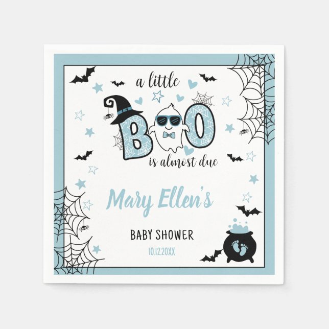 LITTLE BOO BLUE HALLOWEEN BABY SHOWER  NAPKINS (Front)