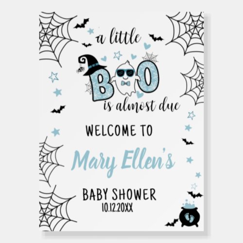 LITTLE BOO BLUE HALLOWEEN BABY SHOWER WELCOME SIGN