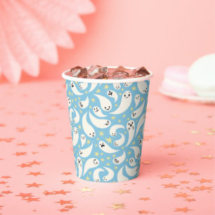 Little Boo Blue Pattern Baby Shower Paper Cups