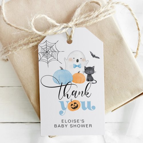 Little Boo blue spooky baby shower thank you Gift Tags