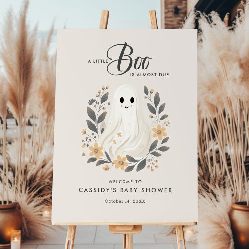Little Boo Boho Ghost Baby Shower Welcome Sign