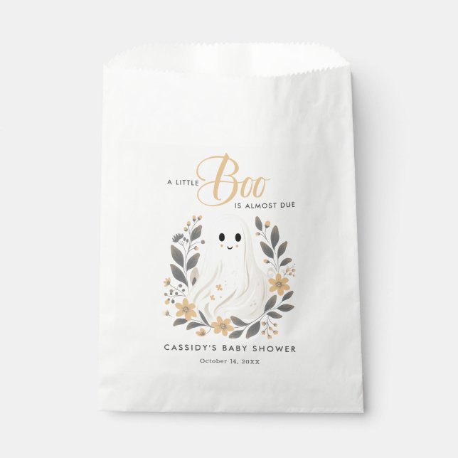Little Boo Boho Ghost Halloween Baby Shower Favor Bag (Front)