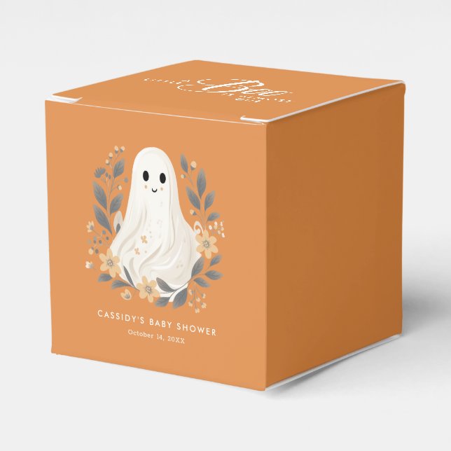 Little Boo Boho Ghost Halloween Baby Shower Favor Boxes (Front Side)