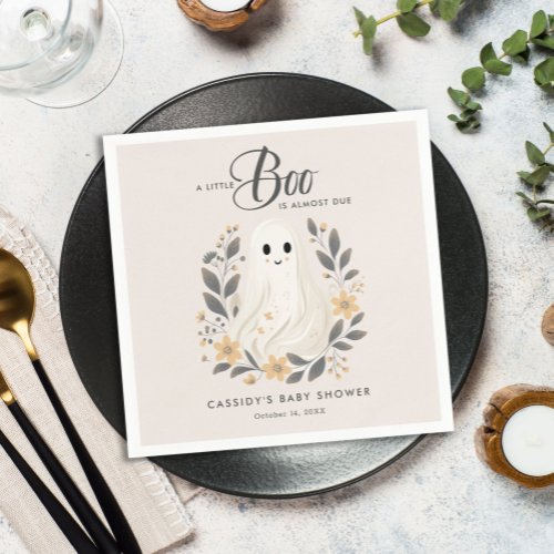 Little Boo Boho Ghost Halloween Baby Shower Napkins