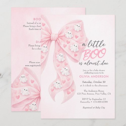Little Boo Bow Halloween All-In-One Baby Shower Invitation