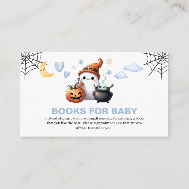 Little Boo Boy Baby Shower Book for baby Request Enclosure Card (Front)