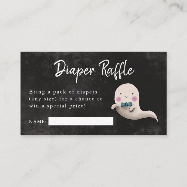 Little Boo Boy Baby Shower Diaper Raffle Ticket Enclosure Card (Front)