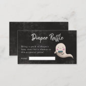 Little Boo Boy Baby Shower Diaper Raffle Ticket Enclosure Card (Front/Back)