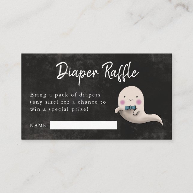 Little Boo Boy Baby Shower Diaper Raffle Ticket Enclosure Card (Front)
