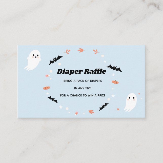 Little Boo Boy Baby Shower Diaper Raffle Ticket Enclosure Card (Front)