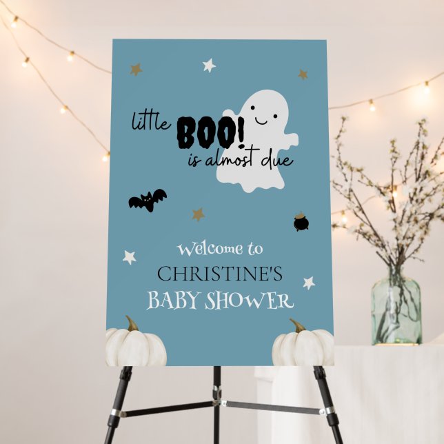 Little Boo Boy Baby Shower Welcome Sign (In Situ (Stand))