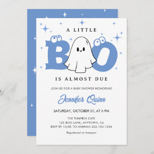 Little Boo Boy Cute Ghost Halloween Baby Shower Invitation