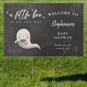 Little Boo Boy Ghost Halloween Baby Shower Yard Sign