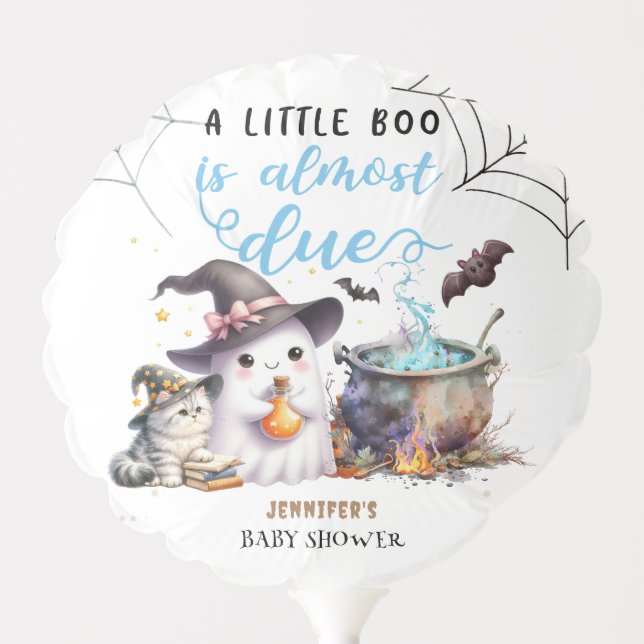 Little Boo Boy Halloween Baby Shower  Balloon (Front)