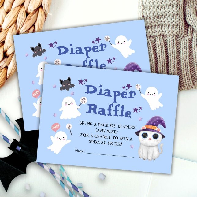 Little Boo Boy Halloween Baby Shower Diaper Raffle Enclosure Card (Creator Uploaded)