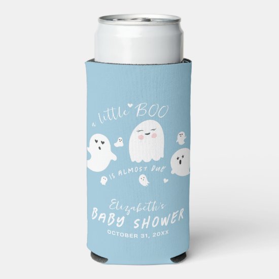 Little Boo Boy Halloween Baby Shower Seltzer Can Cooler