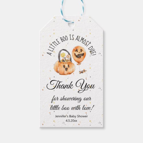 little boo chic halloween baby shower thank you   gift tags