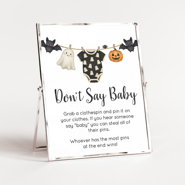 Little Boo Clothesline Baby Don't Say Baby Sign (Halloween Little Boo Clothesline Baby Shower Sign)