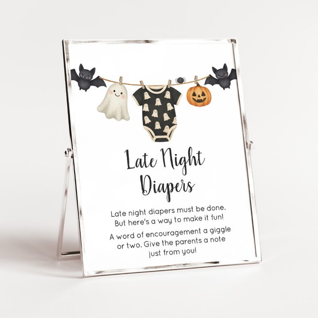 Little Boo Clothesline Baby Late Night Diaper Sign (Halloween Little Boo Clothesline Baby Shower Sign)