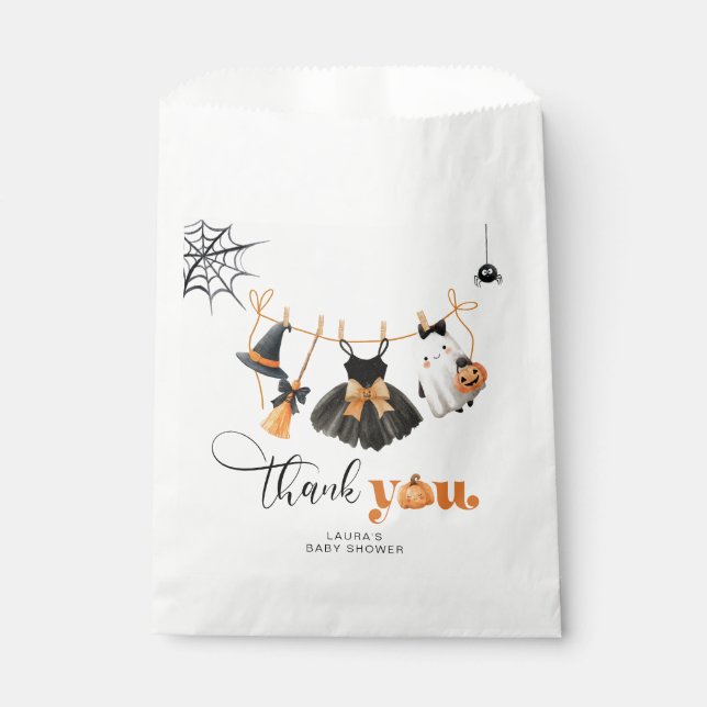 Little Boo Clothesline baby shower thank you card Favor Bag (Front)