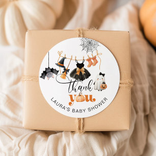 Little Boo Clothesline baby shower thank you Classic Round Sticker