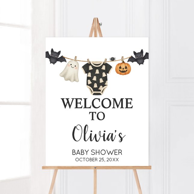 Little Boo Clothesline Baby Shower Welcome Sign (Halloween Little Boo Clothesline Baby Shower Sign)