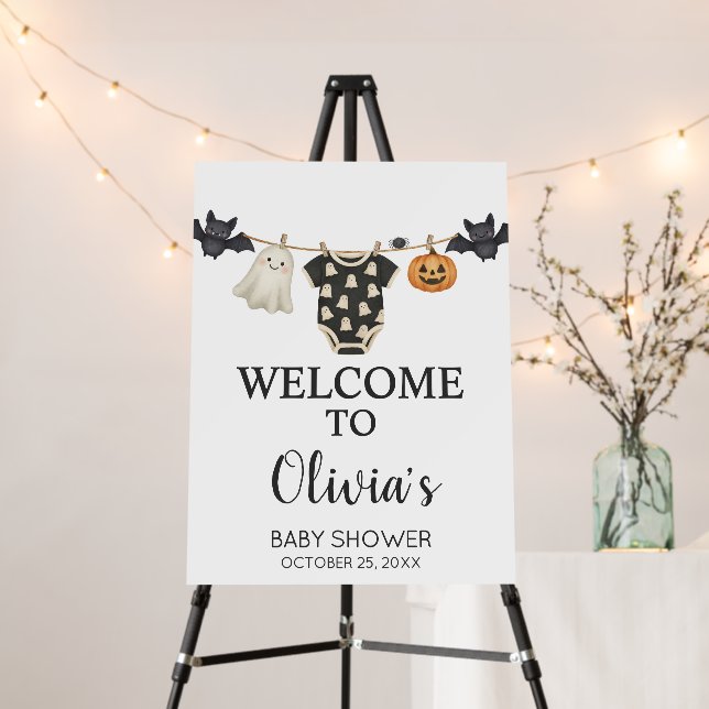 Little Boo Clothesline Baby Shower Welcome Sign (In Situ (Stand))