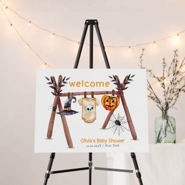 Little Boo Clothesline Baby Shower Welcome Sign (In Situ (Stand))