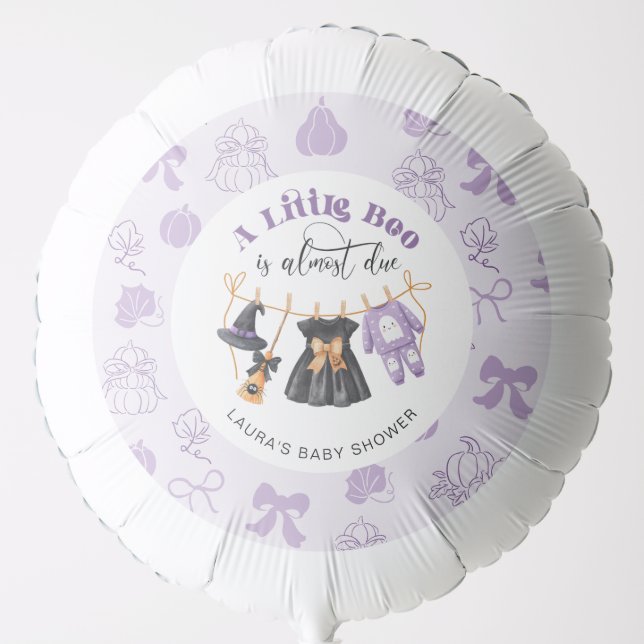 Little Boo Clothesline Purple Baby Shower Balloon (Front)