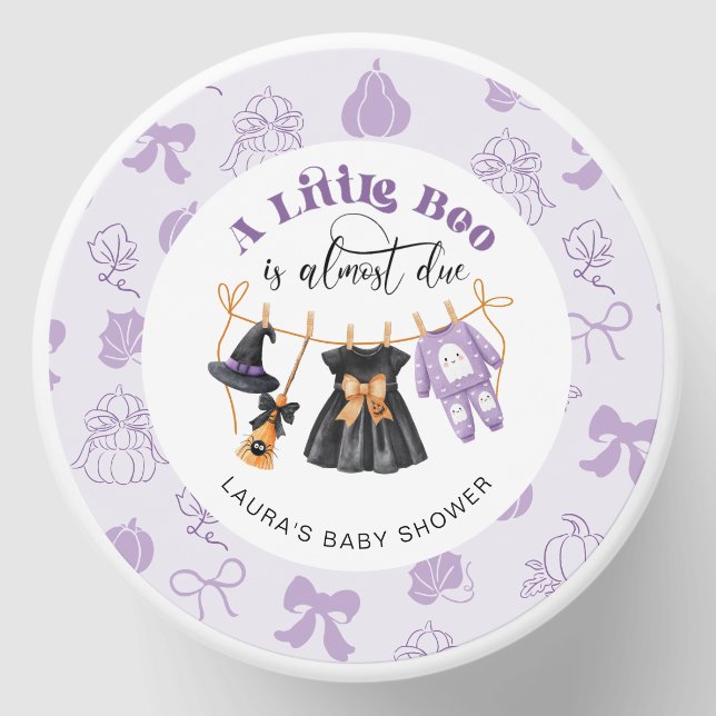 Little Boo Clothesline Purple Baby Shower Mini Candle Favors (Front)