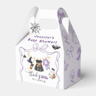 Little Boo Clothesline Purple Bow Baby Shower Favor Boxes