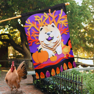 LITTLE BOO Cream Chow House Flag