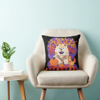 LITTLE BOO Cream Chow Throw Pillow