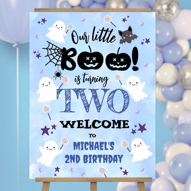 Little Boo! Cute Boy Spooky Halloween 2nd Birthday Foam Board (Creator Uploaded)