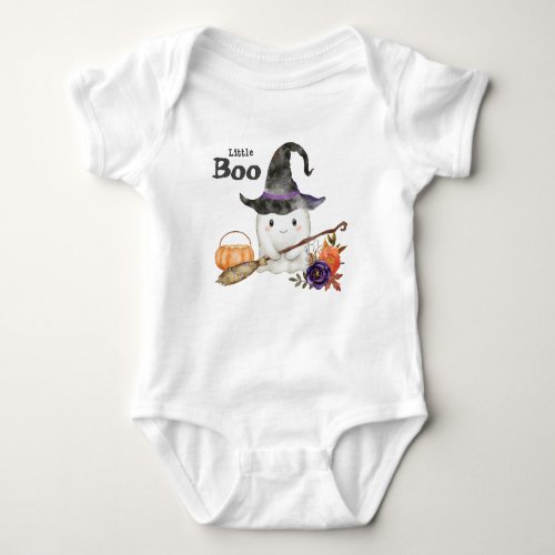 Little Boo Cute Ghost Halloween 1st Birthday  Baby Bodysuit