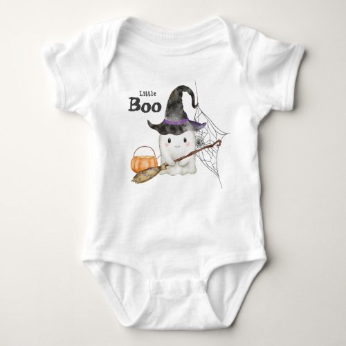 Little Boo Cute Ghost Halloween 1st Birthday Baby Bodysuit