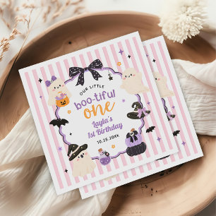 Little Boo Cute Ghost Halloween 1st Birthday Napkins