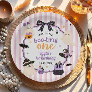 Little Boo Cute Ghost Halloween 1st Birthday Paper Plates