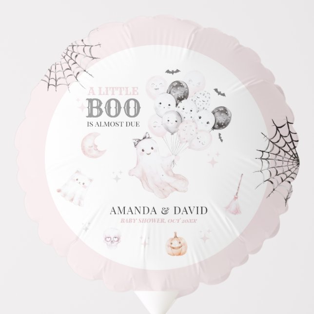 Little Boo Cute Ghost Halloween Baby Girl Shower Balloon (Front)