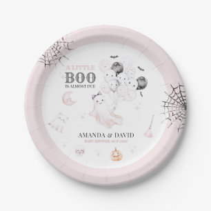 Little Boo Cute Ghost Halloween Baby Girl Shower Paper Plates