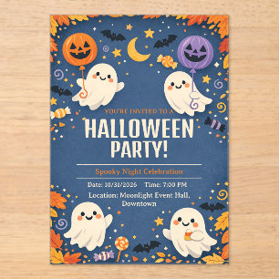 Little Boo Cute Ghost Halloween Party  Acrylic Invitations