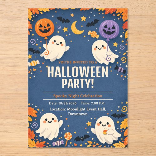 Little Boo Cute Ghost Halloween Party Acrylic Invitations