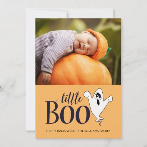 Little Boo Cute Halloween Baby Photo Holiday Card