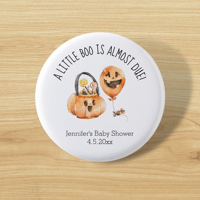 little boo, cute halloween baby shower button (Creator Uploaded)