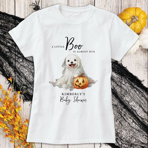 Little Boo Cute Halloween Baby Shower Mother To Be T_Shirt
