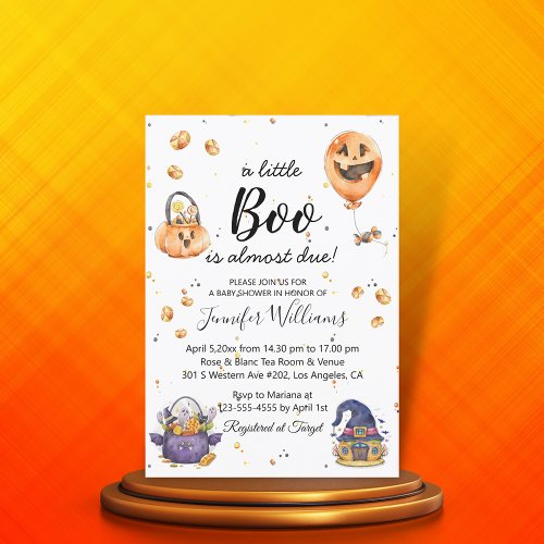 little boocute halloween baby shower simple invitation