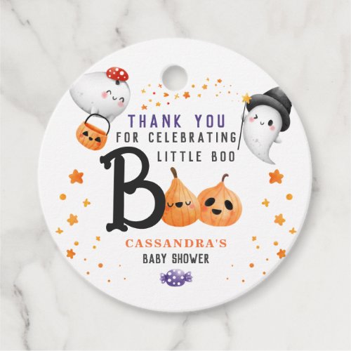 Little Boo Cute Halloween Baby Shower Thank You Favor Tags